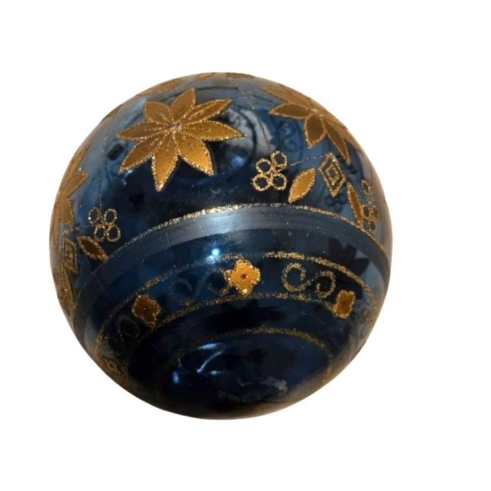Hand Crafted Upcycled Holiday Ornament Gold Floral 6